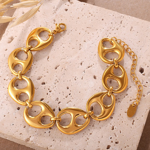 Bracelet géométrique entrelacé en alliage de zinc doré, bijoux de mode unisexe SL443 - Product Image 3