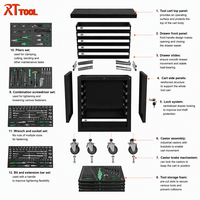 Coffre à outils roulant RTTOOL avec outils, 7 tiroirs, chariot en fer robuste pour garages et mécaniciens