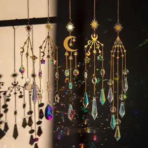 Hanging Witch k9 Crystal Wind Chimes Rainbow Moon Sun Catcher Decor For Indoor Window Home Assesories