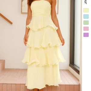 Nouveau Sexy à la mode sans bretelles dos nu gâteau robe XL grande taille couleur unie robes décontractées pour les femmes - Product Image 1