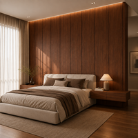 Système de panneaux muraux en placage de noyer de luxe sur mesure, panneau mural moderne pour villa, hôtel, chambre à coucher