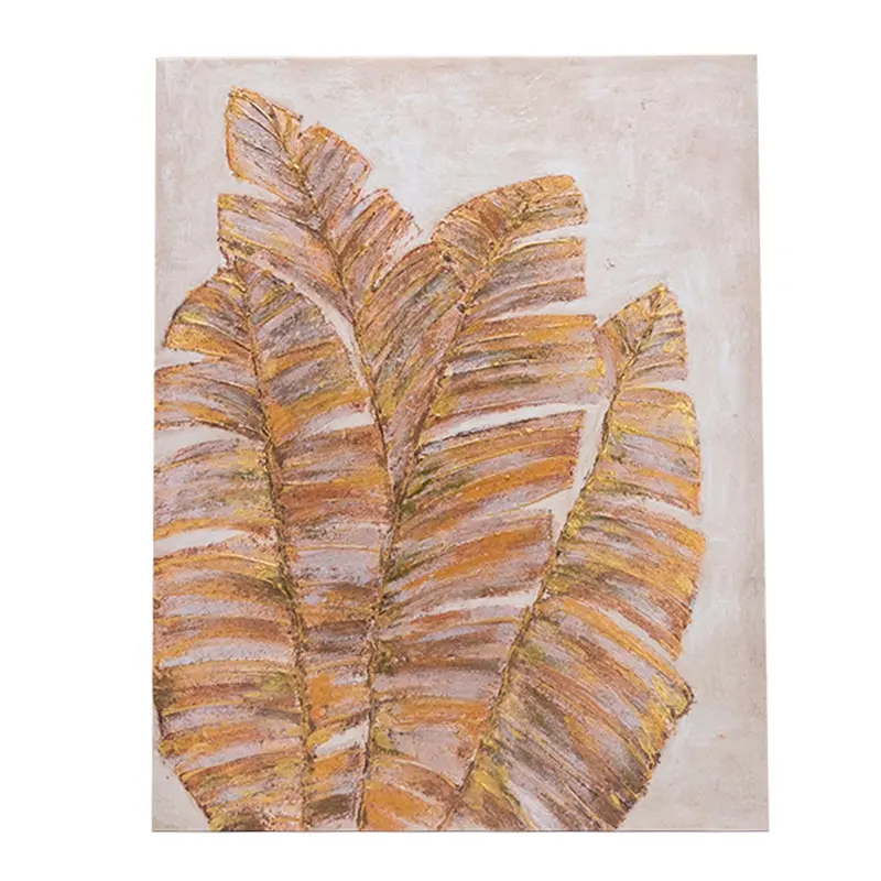 Eaglegits-Cuadro de madera pintado a mano, pintura al óleo de hojas doradas en 3D modernas, decoración de pared, pinturas al óleo abstractas