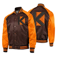 Veste universitaire d'hiver pour homme en satin blanc et marron à col montant avec logo K brodé personnalisé en polyester unisexe