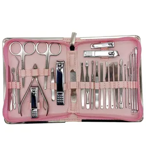 Cortauñas profesional de acero inoxidable, Kit de viaje y aseo, herramientas para manicura, 26 Uds.