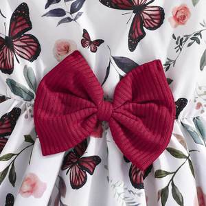 ชุดเสื้อผ้าเด็กผู้หญิงอายุ 3-8 ปี ลายดอกไม้ นุ่ม ระบายอากาศได้ดี สไตล์จีน แขนยาวและเดรส - Product Image 5