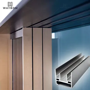 Waybom 6 panels synchronized sliding glass door aluminum hidden sliding doors 8mm glass custom door frame moulding