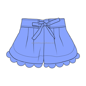 <b>Kids</b> Girls Yoga Solid-color Shorts with <b>Drawstring</b> Waist Custom Logo Breathable Solid Color Ruffle Hem OEM ODM - Product Image 4
