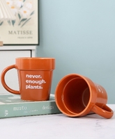 Pot de plante en céramique, logo personnalisé, pot à succulentes en forme de tasse créative pour la décoration intérieure