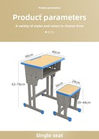 Bureaux et chaises d'école en acier inoxydable réglables en hauteur et épaissis, design moderne et minimaliste pour les écoles primaires, secondaires et supérieures