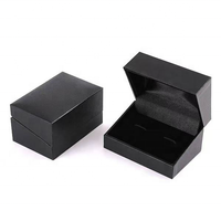 Boîte de rangement et d'exposition personnalisée en plastique noir pour boutons de manchette, avec clip, pour ensemble de pinces à cravate et boutons de manchette