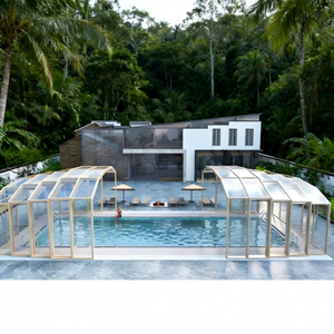 Fuxing – Nouvelle véranda mobile moderne à toit vitré pour <span class=keywords><strong>piscine</strong></span>, <span class=keywords><strong>abri</strong></span> extérieur écologique à cadre en aluminium et alimentation solaire, Henan Chine - Product Image 2