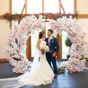 EG-VH015 Indoor wedding decoration fake silk artificial white pink cherry blossom 2.5m 3m white sakura arch tree