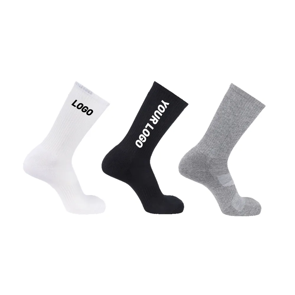 Designer Socks Manufacturers high quality custom logo cotton soft cushion design crew sports skateboard crew socks