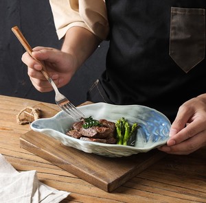 Plat de service en céramique en forme de coquille, bol en <span class=keywords><strong>porcelaine</strong></span>, <span class=keywords><strong>assiette</strong></span> décorative pour huîtres et fruits de mer, 8/10 pouces, plats pour fruits de mer - Product Image 4