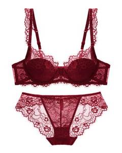 Set <span class=keywords><strong>Reggiseno</strong></span> e Mutandine Floreali in Pizzo a Vita Bassa con Ferretto e Perizoma ZONA da Donna, Imbottitura Leggera <span class=keywords><strong>Minimizer</strong></span>, per Ingrosso e Personalizzazione - Product Image 3