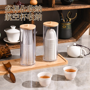 Transparent Makeup Organizer <b>Stackable</b> With Lid Cotton Pad Swab <b>Storage</b> Box Desktop Cosmetic <b>Container</b> 1L Capacity - Product Image 2