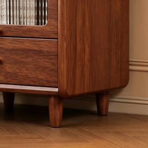 Midcentury Modern European Solid Wood Nightstand with 2 Drawers-Eco-Friendly Bedroom Furniture for <b>Small</b> Apartments - Product Image 2