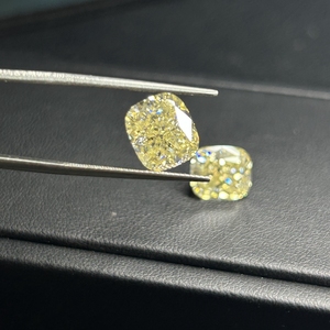 HQ GEMS Amarillo claro 5X5 -- 12X12mm 4 CTS Iced Crushed Cut Moissanite Fancy Vivied Yellow Cushion Diamond - Product Image 6