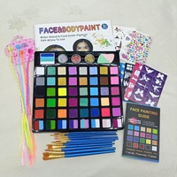 Kit de peinture pour le visage et le corps Halloween Glow Dark Neon UV pour enfants, 49 couleurs, à base de plantes naturelles, à base d'eau, avec pochoirs