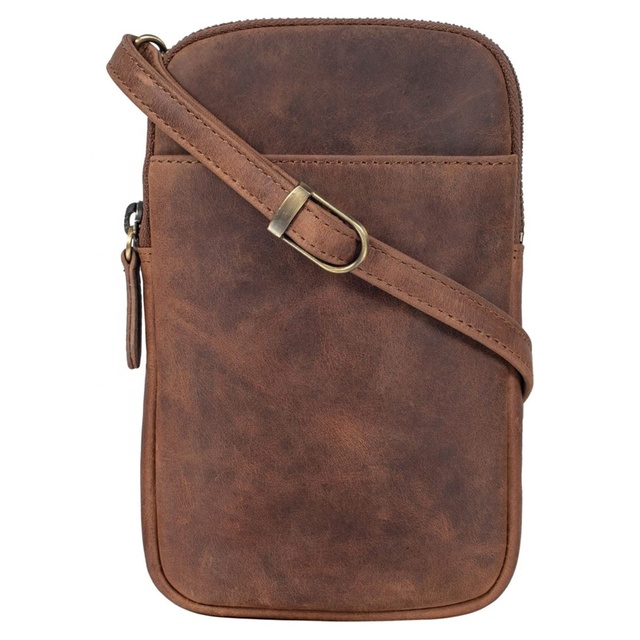 Hot Selling Men's Shoulder Bags Vintage Waterproof PU Leather Messenger Crossbody Business Mobile Phone Bag