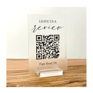 Escaneo de menú de soporte acrílico personalizado para pagar comentarios Letreros de mesa Redes sociales <span class=keywords><strong>Multi</strong></span> iconos Salón Acrílico QR Code Stand Sign - Product Image 1