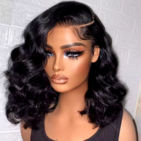 Perruque Loose Deep Wave pour femmes noires, 100% cheveux humains vierges, Lace Front 13x6, sans colle, pré-épilée, ligne de cheveux naturelle, noir de jais, soyeuse