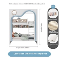 Modernes, Schlichtes Luxus Hoch-Tief-Etagenbett aus Massivholz für Jungen und Mädchen, Multifunktionale Mutter-Kind-Nutzung für Kinderzimmer