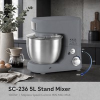 Robot pâtissier multifonction 5L 1000W avec contrôle de vitesse progressif MIN MID MAX, bol en acier inoxydable pour la pâtisserie à domicile