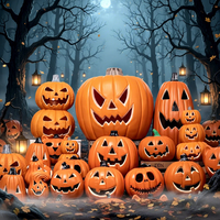 Grande décoration d'intérieur d'Halloween en forme de citrouille Jack-O'-Lantern moderne en plastique avec LED