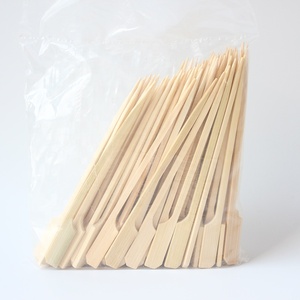 Jimao 100Pcs Dùng Một Lần Cấp Thực Phẩm Tre Mái Chèo Xiên 5.9in Các Loại Kích Thước Phẳng Kebab Xiên Cho BBQ Bộ 100 Thịt Xiên - Product Image 1