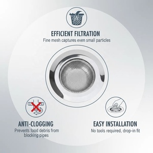 Filtro per Lavello da <span class=keywords><strong>Cucina</strong></span> in Acciaio Inox 72mm, Design Anti-Intasamento ad Alta Permeabilità, Ecologico - Product Image 3