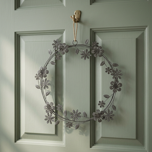 Corona de Flores Metálica Rústica Hecha a Mano, Corona Decorativa Redonda Sin Iluminación para Colgar en la Pared - Product Image 5