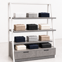 Étagère grise en forme de A pour vêtements, présentoir en bois avec tiroir inférieur, robuste