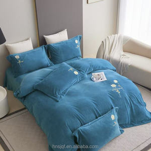 Venta caliente <span class=keywords><strong>Blue</strong></span> <span class=keywords><strong>Ocean</strong></span> Fácil de limpiar 1005 Poliéster Bordado Flor Juegos de cama - Product Image 4