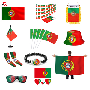 Producto Popular para Fanáticos del Fútbol con la Bandera <span class=keywords><strong>de</strong></span> Portugal: Juego <span class=keywords><strong>de</strong></span> Cubierta para Capó <span class=keywords><strong>de</strong></span> Coche con la Bandera <span class=keywords><strong>de</strong></span> Portugal, Pegatinas y Gorro para Animar - Product Image 1