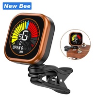 Electric Guitar Tuner Clip on Chromatic Rechargeable Battery USB-C Charging Orange Guitar Tuners for Acoustic, Ukulele, Bass