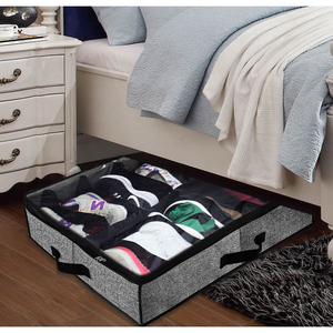 Boîte de rangement pour chaussures, transparente, pliable, en tissu non tissé, à carreaux - Product Image 2
