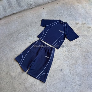 Clothing Manufacturer Custom <b>Jogging</b> <b>Suit</b> Casual Oversized 100% Cotton Boxy T Shirt and Shorts Two Piece Set Mens Sweat <b>Suits</b> - Product Image 2