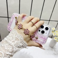 Étui de téléphone tendance avec détails floraux élégants, étui scintillant pour Redmi Note 14 Pro A5 A1 13 pour G54 S84 G55 G35 avec cordon