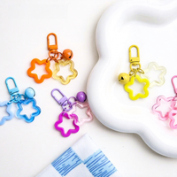 Porte-clés créatif double pentagramme avec pendentif clochette, accessoire de décoration DIY mignon pour sacs homme et femme