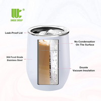 Gobelet à vin de sublimation blanc de 12oz en acier inoxydable tasse à vin isolée sous vide à double paroi tasse à café avec couvercle