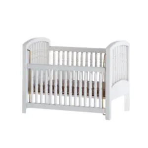 1/12 Wooden Doll House Miniature Baby Crib Cradle w/Mattress Nursery bed