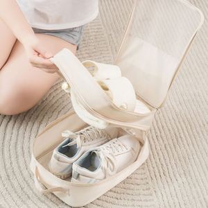 Travel Portable Double-Layer Three-Dimensional Oxford Shoe Bag Zipper Closure Eco-Friendly <b>Foldable</b> Design for <b>Trolley</b> Shoes - Product Image 1