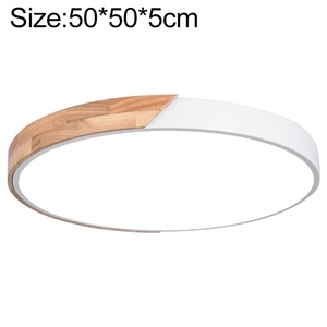 White 36W 3CCT <b>Round</b> <b>LED</b> Wood Effect <b>Ceiling</b> <b>Light</b> 50cm - Product Image 2