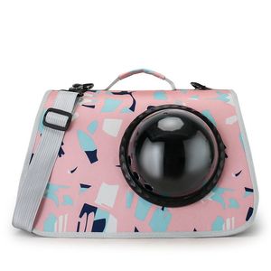 Pet Carrier <b>Backpack</b> Space Capsule Style Oxford Cloth Print Cherry Blossom Pink For Cats <b>Small</b> Portable Breathable - Product Image 5