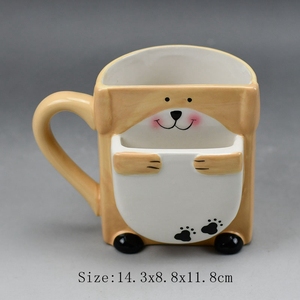 Soporte personalizado para galletas, Taza de cerámica con bolsillo para galletas, panda, perro, búho, venta al por mayor - Product Image 3