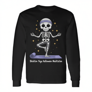 Camiseta de manga larga Skeleton Yoga Halloween Meditation - Product Image 2