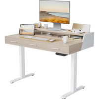 Escritorio de Madera con Altura Ajustable y Cajones - Escritorio para Dormitorio - Escritorio para Oficina