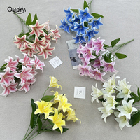 9 Tangkai Bunga Lily Kecil Harga Grosir Pabrik Berkualitas Tinggi Bunga Artificial untuk Dekorasi Ruangan QYYN-688