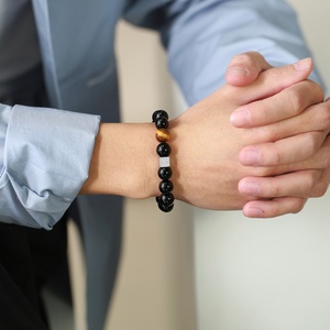 Natural Stone Seed Beads Bracelets Jewelry Stainless Steel Engraved Charm Letter Bracelet Agate Stone Beaded Bracelets <b>for</b> <b>Men</b> - Product Image 4